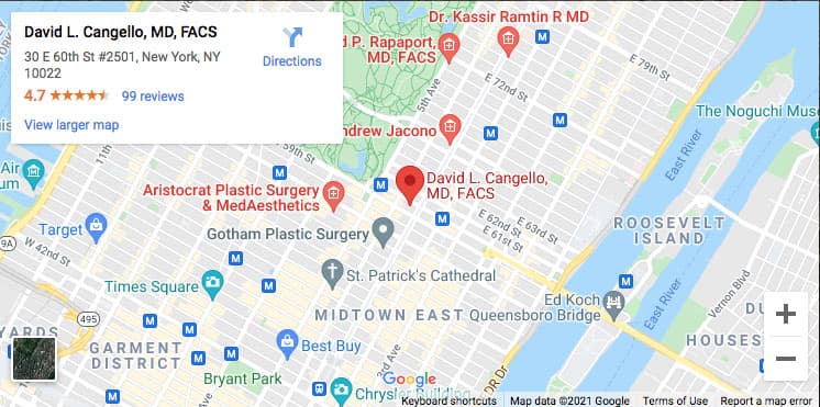 Map TO Cangello Plastic Surgery Center