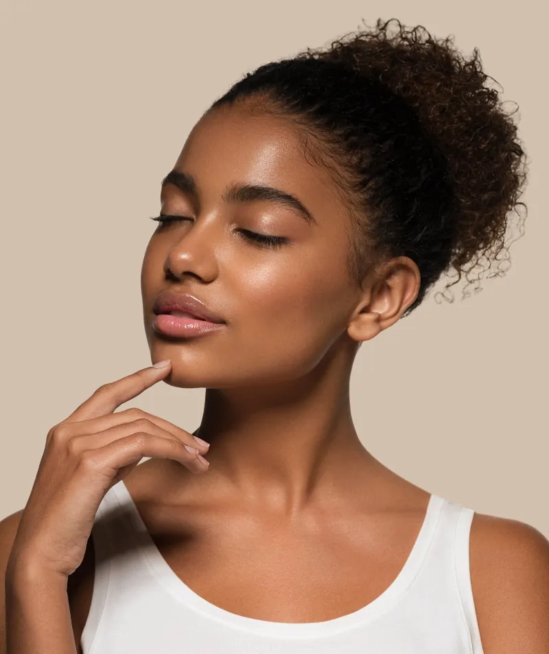 Beautiful black woman displaying her nose