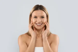 beautiful middle aged woman smiling