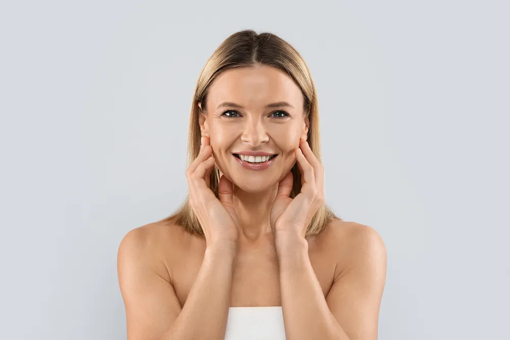 beautiful middle aged woman smiling